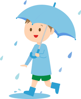 Cheerful Child with a Beach Umbrella PNG