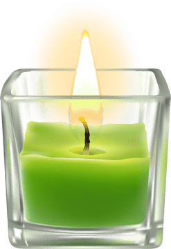 Elegant Green Candle Holder with Warm Glow PNG