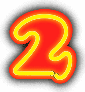 Vibrant Neon Sign Number Two PNG