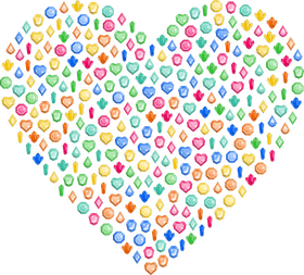 Heart of Colorful Gems PNG