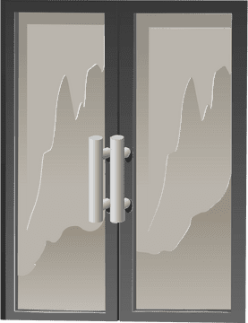 Elegant Double Door with Modern Handles PNG