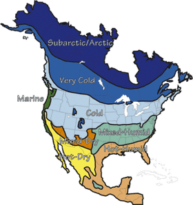 North America Climate Zones Map PNG