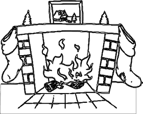 Cozy Nights by the Fireplace with Stockings PNG