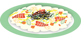 Delightful Seafood Fusion Food Platter PNG