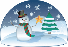 Winter Wonderland Joyful Snowman in a Snow Globe PNG