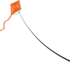Bright Orange Kite Dancing in the Sky PNG
