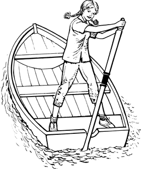 Adventurous Girl on a Ferry Boat PNG