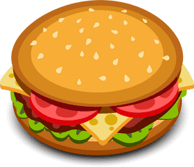 Colorful Classic Burger Delight PNG