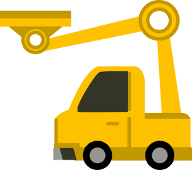 Yellow Hydraulic Delivery Truck with Boom Arm PNG