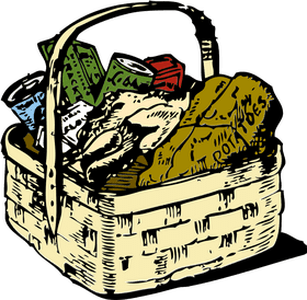 Delightful Picnic Basket of Snacks and Refreshments PNG