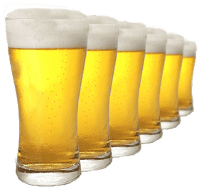 Refreshing Row of Beer Glasses PNG