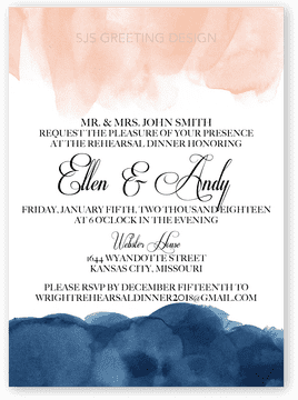 Navy Watercolor Elegance Invitation PNG