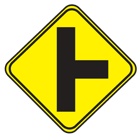 Caution Road Sign for Intersection Ahead PNG