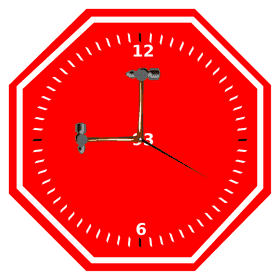 Vibrant Red Octagonal Clock Design PNG