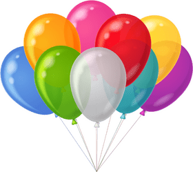 Colorful Celebration Balloons in a Cluster PNG