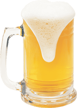 Refreshing Beer Glass with Frothy Head PNG