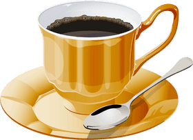 Golden Elegance Coffee in a Stylish Cup PNG
