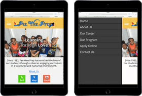 Tablet View of Pee Wee Prep Website PNG