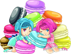 Whimsical Macaron Box Delight PNG