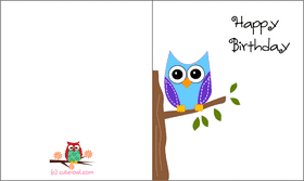 Colorful Owl Happy Birthday Greeting Card PNG