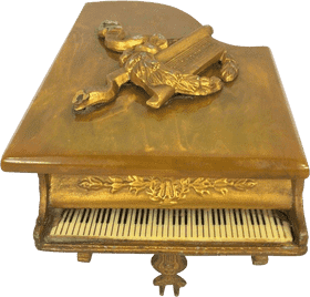 Elegant Golden Piano Decorative Music Box PNG