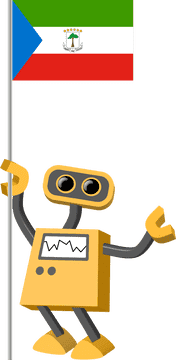 Cheerful Robot with Flag of Equatorial Guinea PNG