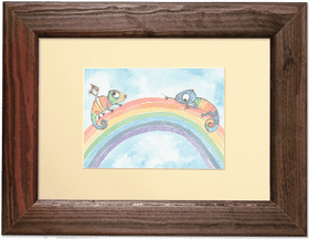 Whimsical Chameleons Rainbow Photo Frame PNG
