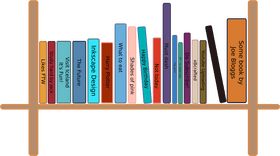 Colorful Book Collection on a Shelf PNG