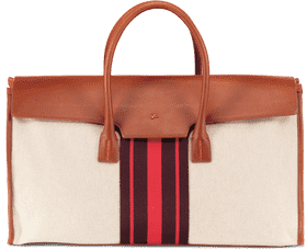 Stylish Canvas and Leather Shopping Bag PNG