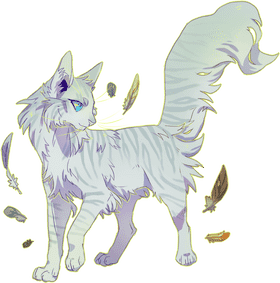 Whimsical White Cat Dancing with Feathers PNG