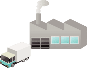 Industrial Processing Factory with Delivery Truck PNG