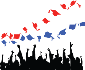 Celebrating Graduation with Joyful Tossed Caps PNG