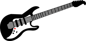 Classic Black Electric Guitar Design PNG