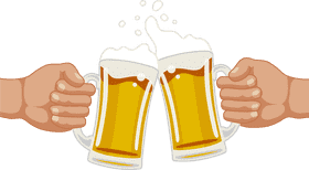 Cheers with Beer Glasses in Toasting Celebration PNG