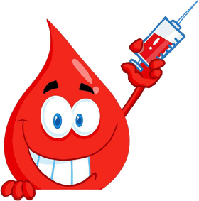 Happy Blood Drop with Syringe PNG