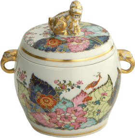 Elegant Decorative Jar of Spices with Animal Lid PNG