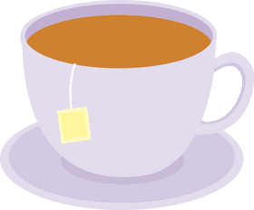 Elegant Lavender Tea Cup with Tea Bag PNG