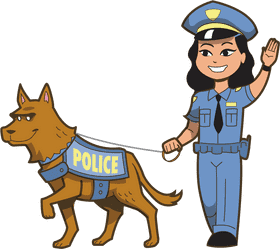 Heroic Police Dog and Officer Duo PNG