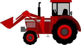 Red Farm Tractor with Front Loader Attachment PNG