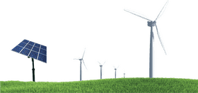 Wind Turbine and Solar Energy Harmony PNG