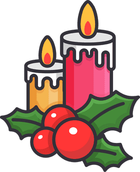 Festive Holiday Candle Arrangement PNG