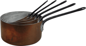 Classic Copper Cookware with Elegant Measuring Spoons PNG