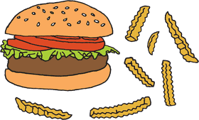 Classic Burger Delight with Crispy Fries PNG