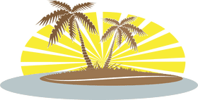 Tropical Sunset with Palm Trees Retreat PNG