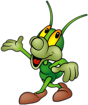 Energetic Cartoon Insect with Big Eyes PNG