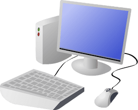 Essential Computer Part Setup Monitor, Mouse, and Keyboard PNG