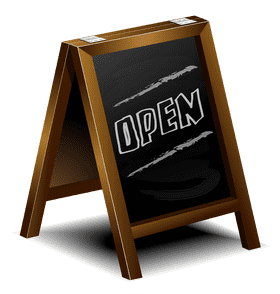 Charming Blackboard Sign Welcome to Our Open Space PNG