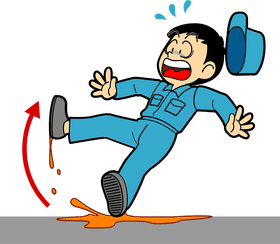 Factory Worker Slipping on Spilled Liquid PNG