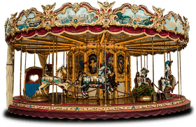 Whimsical Carousel Adventure at the Amusement Park PNG