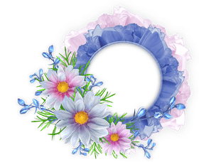 Delicate Blossoms and Ruffled Flower Frame PNG